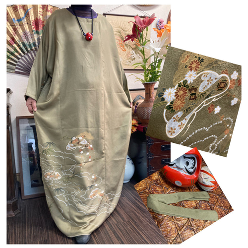 訪問着の着物からのワンピース(紐付き)(新作同様) 着物 訪問着の着物からのワンピース(紐付き)(新作同様) 着物