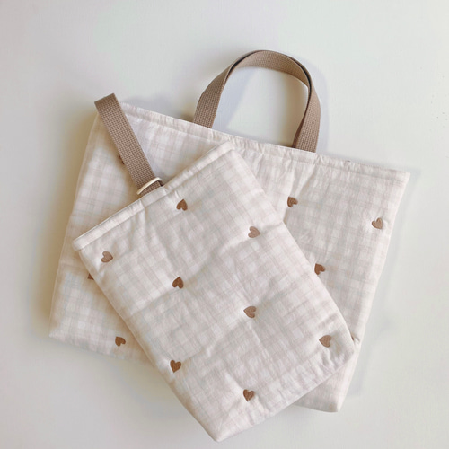送料無料》 ふわふわキルト 入園入学 セット 刺繍 (レッスンバッグ