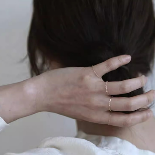 18KK18金チェーンリング18金ゴールド指輪 幅1mm つけっぱなしOK