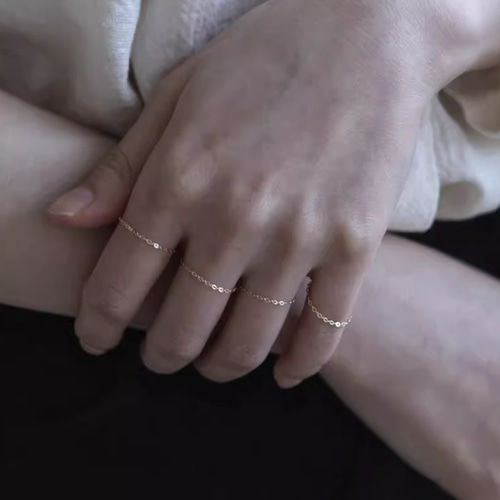 18KK18金チェーンリング18金ゴールド指輪 幅1mm つけっぱなしOK贈り物