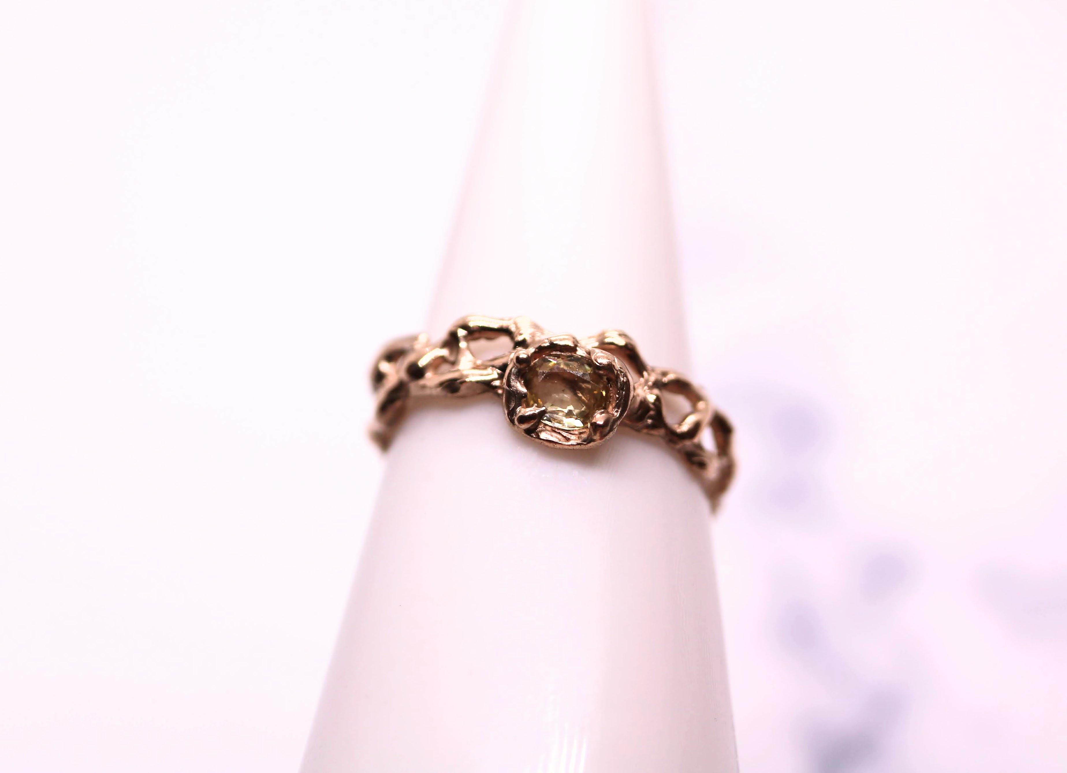 Solitaire Yellow Sapphire Jukai Gold Ring
