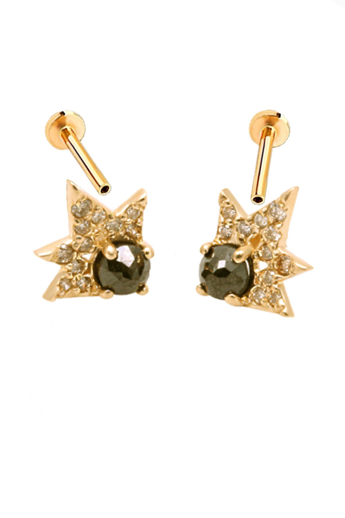 14Kゴールド ダイヤモンドの花 ヘリックス 軟骨 アンチトラガス インナーコンク イヤリング ピアス ラブレット