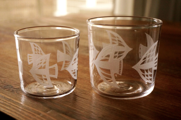 〈 souvenir 〉 glass ｜ 親子のグラス - bird 1枚目の画像