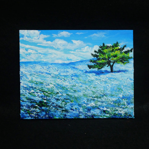 油絵 油彩 油彩画 絵 絵画【青い丘の道】 | HIROSHI1990