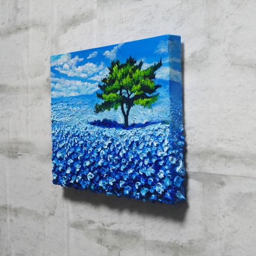 油絵 油彩 油彩画 絵 絵画 F0号【ネモフィラの丘】 絵画 HR 通販