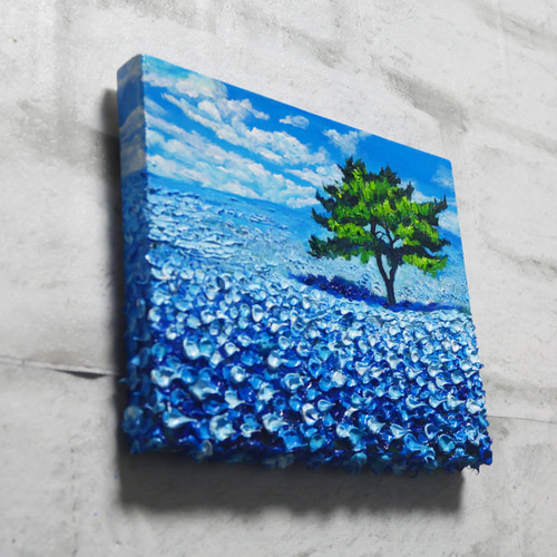 油絵 絵画 アートパネル【青いネモフィラの丘】 油絵 絵画 アートパネル【ネモフィラの丘】 | HIROSHI1990