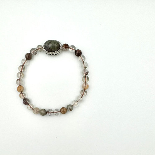 00234)四季ガーデンクォーツ 6mm 天然石 デザインブレスレット（先行