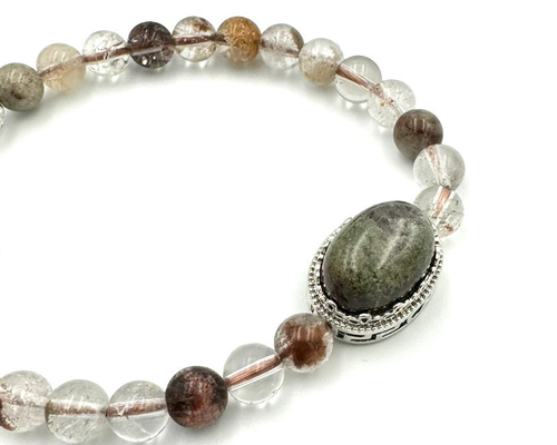 00234)四季ガーデンクォーツ 6mm 天然石 デザインブレスレット（先行