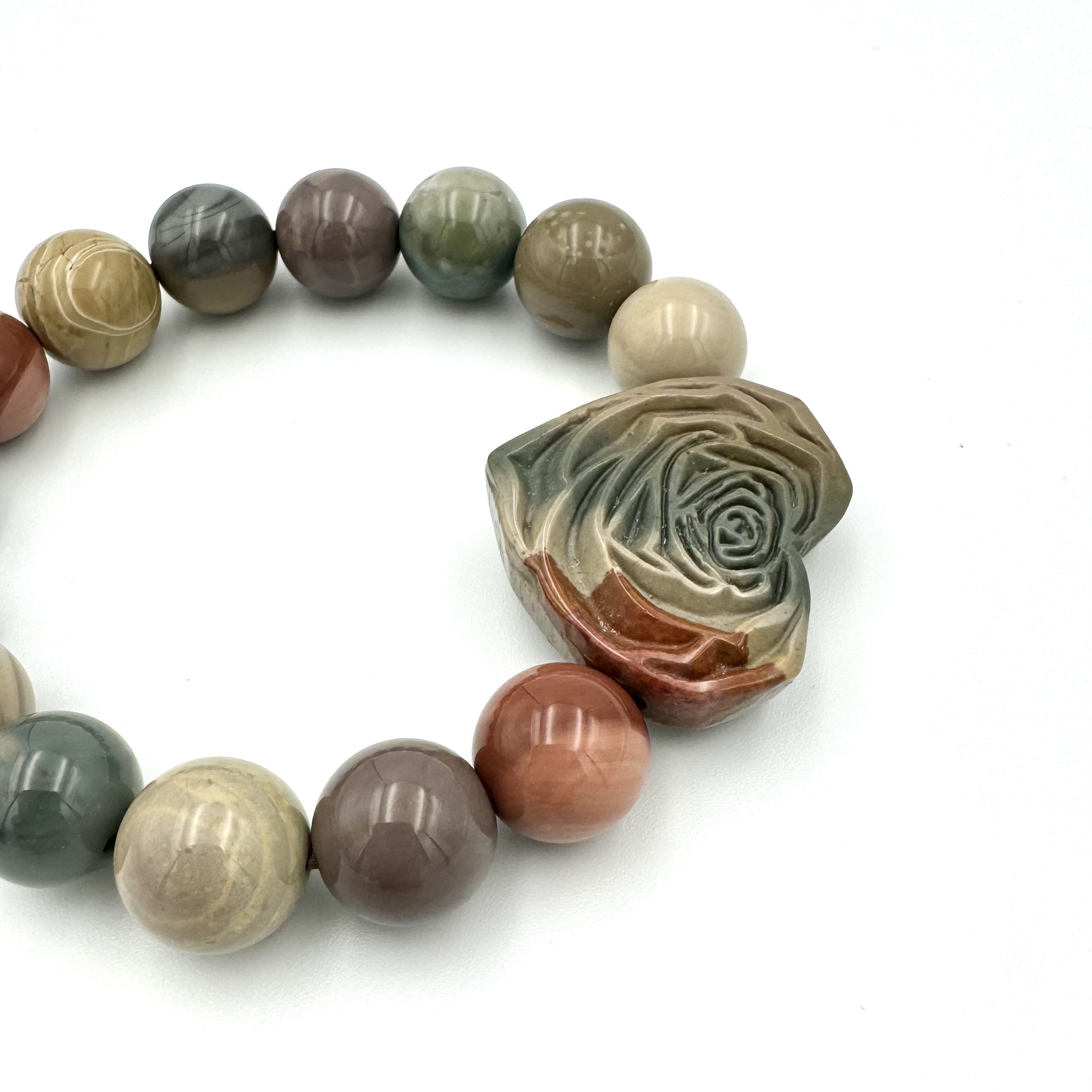 (00242)アラシャン瑪瑙　アゲート　 12mm　天然石　デザインブレスレット（先行販売限定価格通常より10％OFF）
