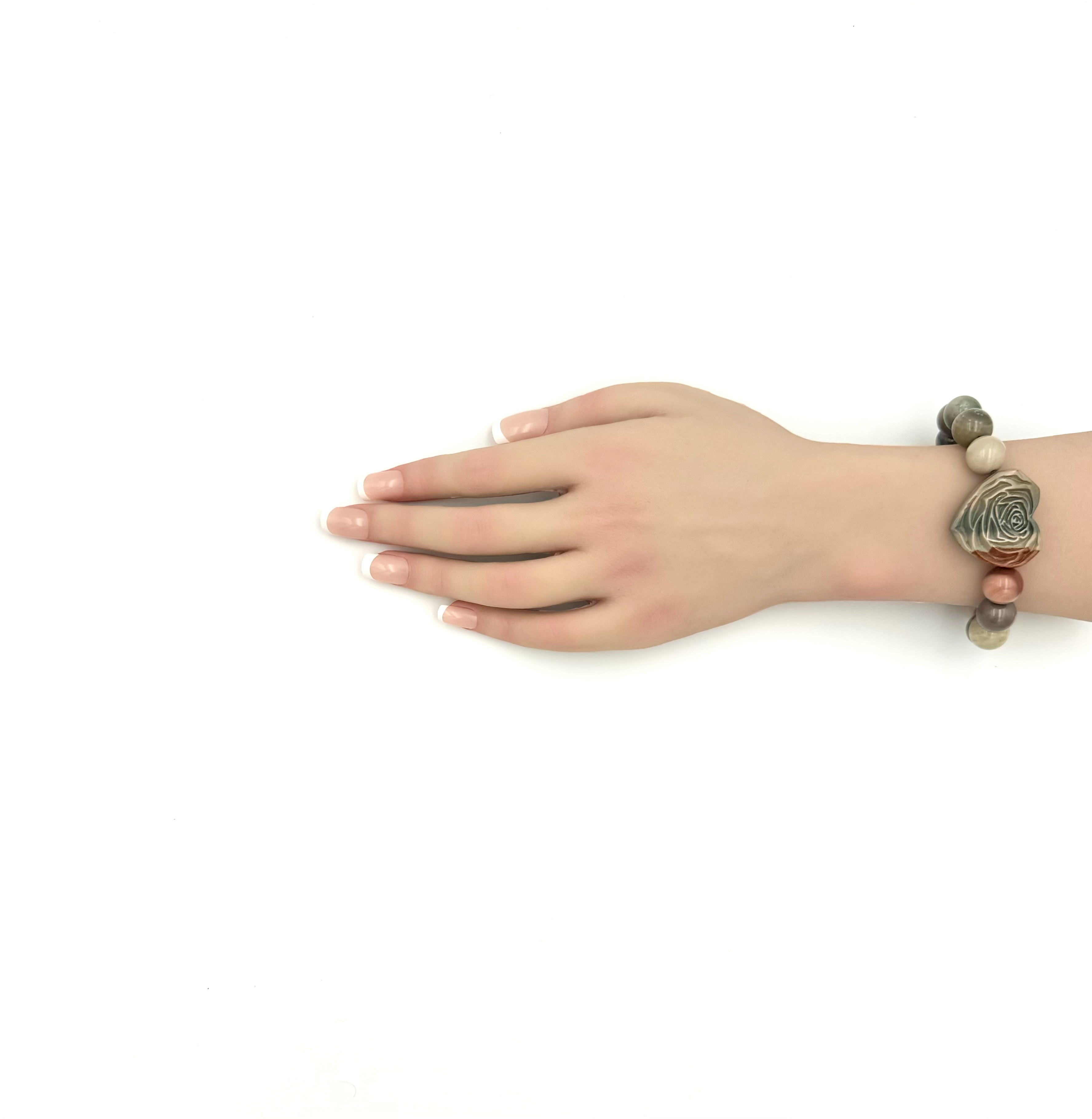 (00242)アラシャン瑪瑙　アゲート　 12mm　天然石　デザインブレスレット（先行販売限定価格通常より10％OFF）