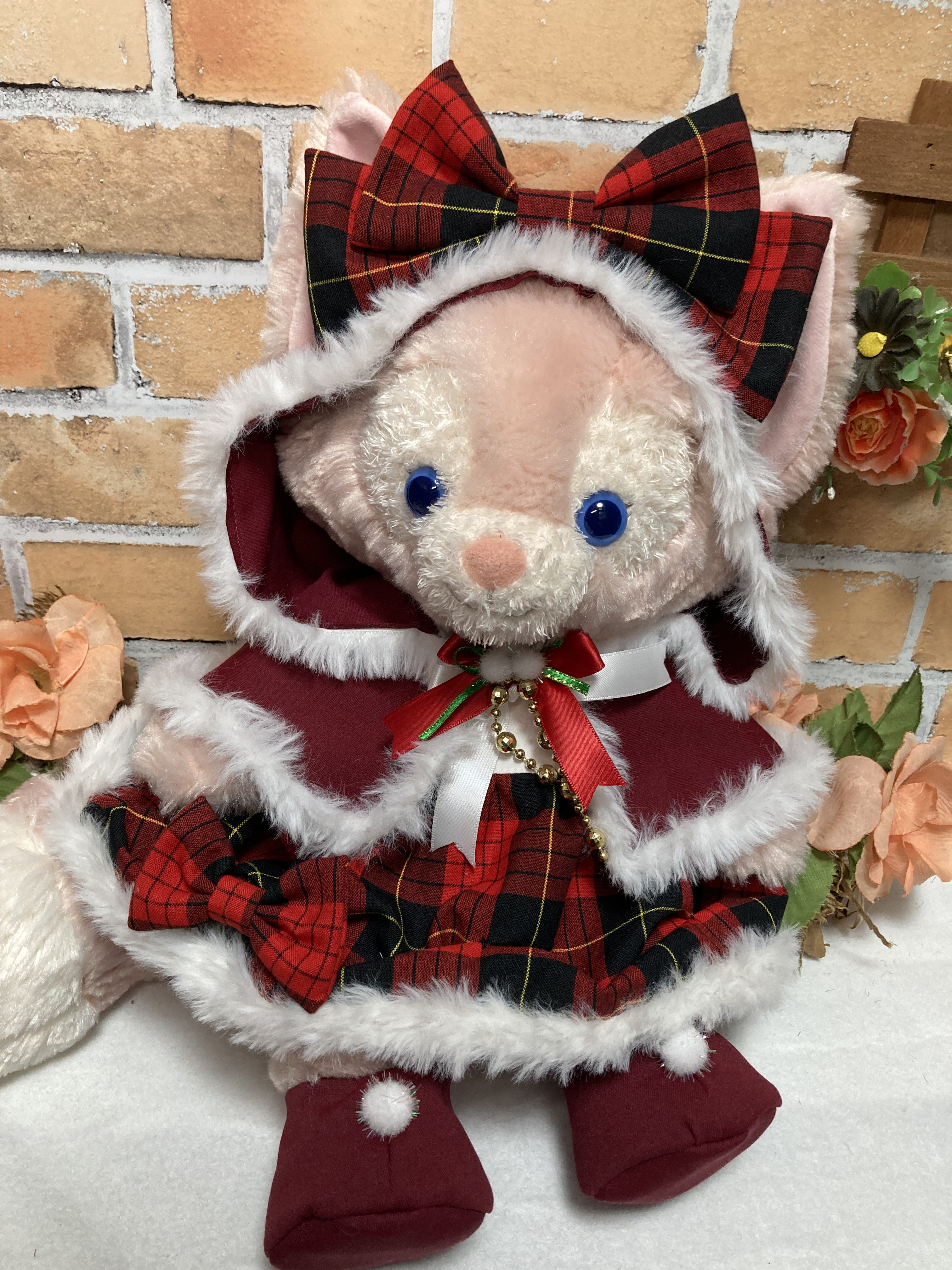 クリスマス　リーナベルSサイズ☆赤チェックコスチューム☆ケープ6点セットのワンピース☆ステラルーも出品中