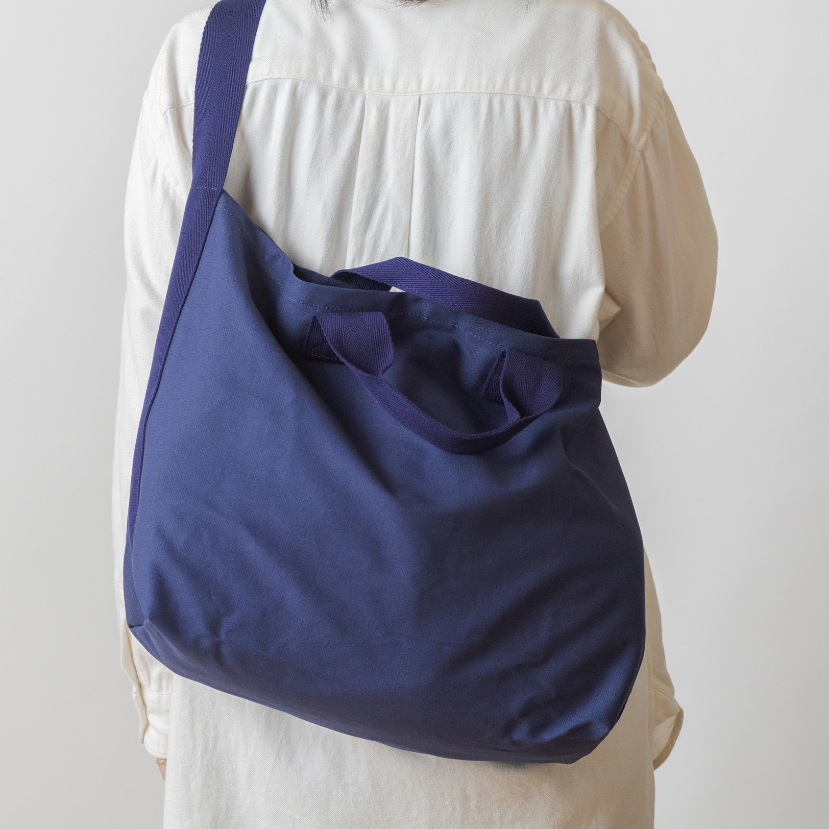 丸洗いできる帆布エコバッグ【ネイビー】