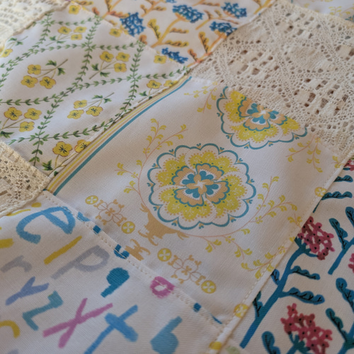 アンティークリネンラミー パッチワークペイント カーテン 大きめ　ブロカント 8d331bfd07bd036d07d23ba03a04a9