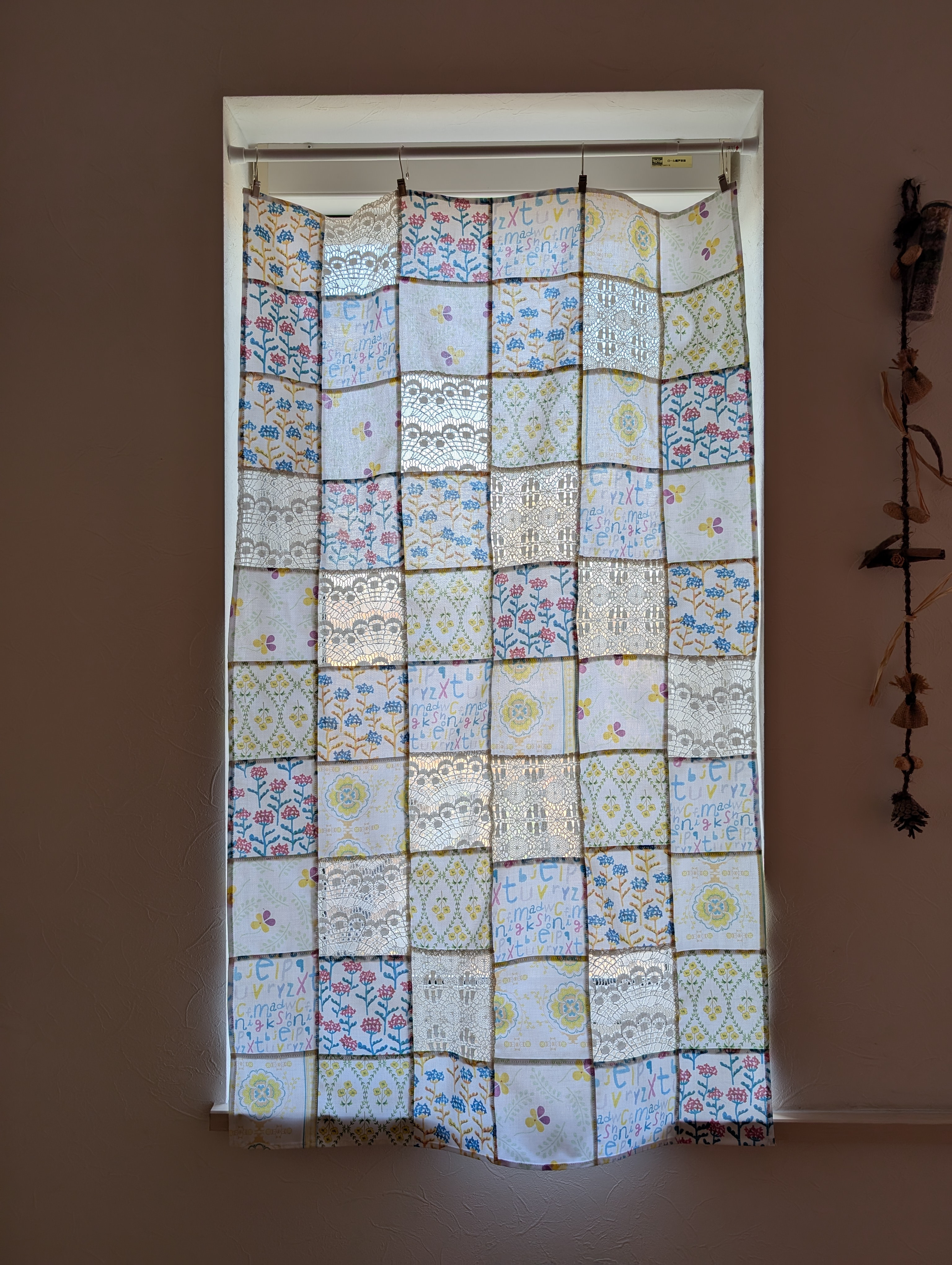 ❤ホワイト＆レース❤北欧♡南欧♡プロヴァンス風❤メルヘン❤ランダムパッチワークカーテン✦60✕100✦