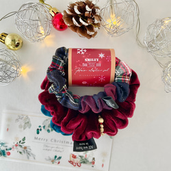 重ねて付けても単体でも♪ 大人かわいい 細シュシュセット ネイビー