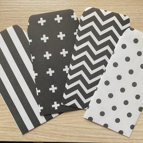 折り紙 千代紙 ポチ袋 モノトーン モノクロ デザインペーパー お年玉袋