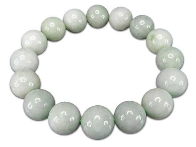 厳選4Aひすい豆青色大玉約13.5mm数珠ブレスレット天然石本翡翠ジェダイト