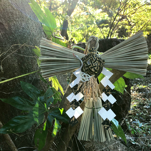 吉祥 玄武（亀に蛇）水引】しめ縄飾 巳年 吉祥 金 稲穂 正月飾