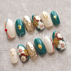 サイズオーダー】成人式・卒業式・着物 和柄ネイルチップ45 ネイル