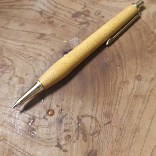 木軸シャーペン0.5㎜ イエローハート蜜蝋クリーム仕上げ ペン