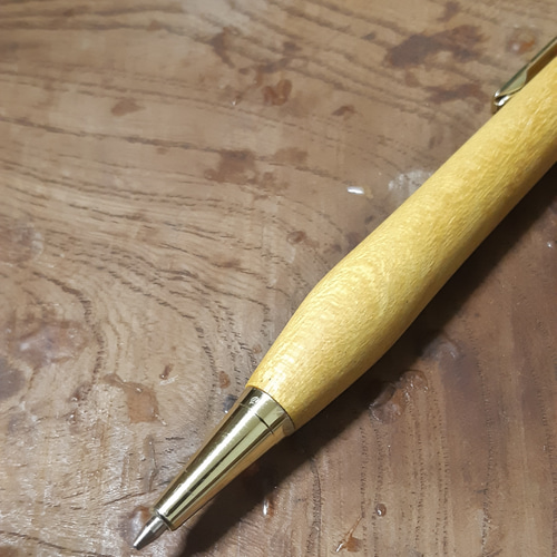 木軸シャーペン0.5㎜ イエローハート蜜蝋クリーム仕上げ ペン