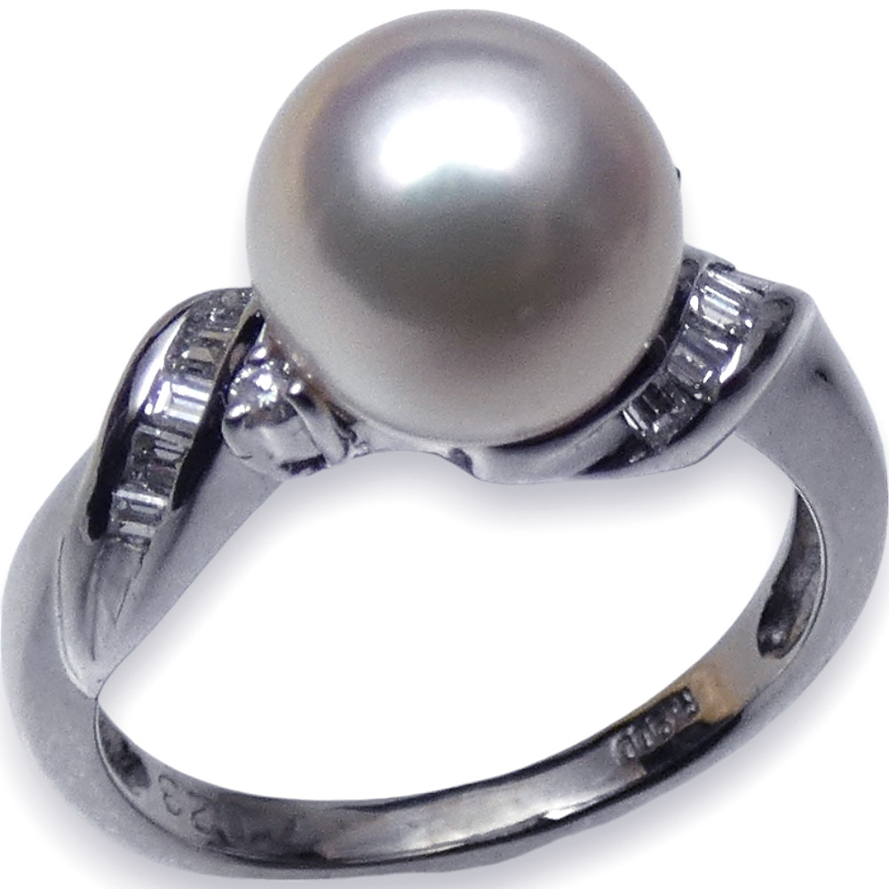 プラチナパールリング アコヤ本真珠8.5mm / ダイヤモンド0.23ct PT900 ＃12号 特選花珠あこやA986