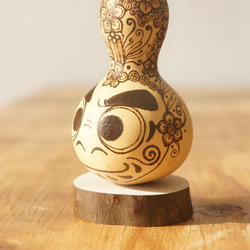 ひょうたんアート だるま 花柄の長い頭 立体・オブジェ gane工房 通販