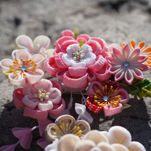 可愛い羽子板♪取り外し可能なチリメン髪飾り ワンタッチ装着(七五三