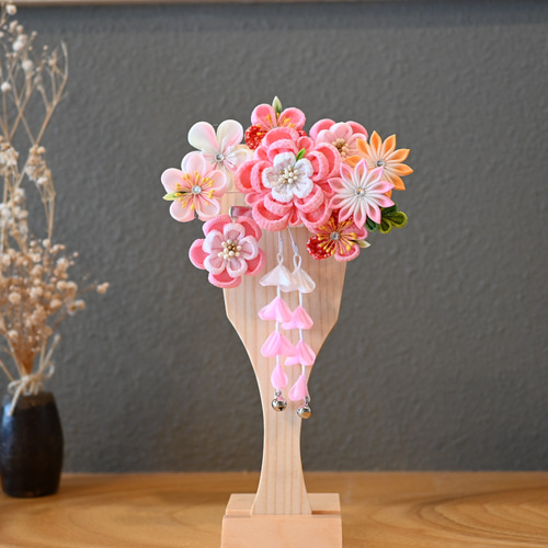 可愛い羽子板♪取り外し可能なチリメン髪飾り ワンタッチ装着(七五三