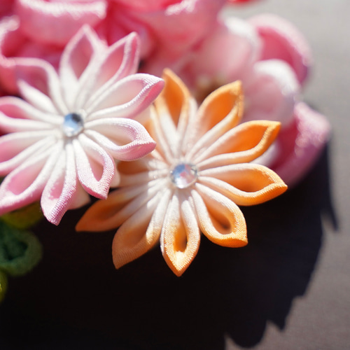 可愛い羽子板♪取り外し可能なチリメン髪飾り ワンタッチ装着(七五三