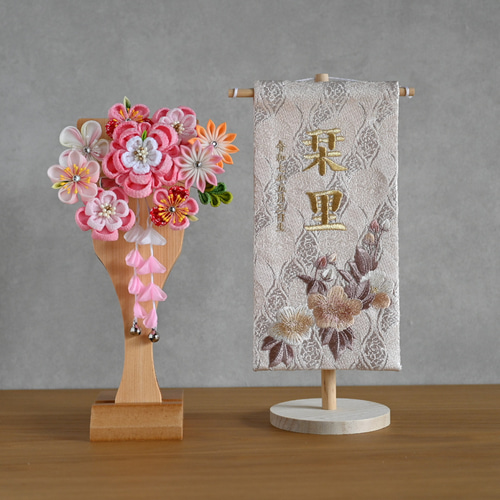 可愛い羽子板♪取り外し可能なチリメン髪飾り ワンタッチ装着(七五三