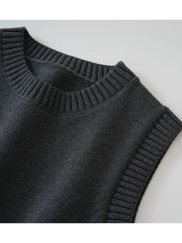 ◇【寒くなってきた着回しの一枚に☆カーボングレー ピュアコットン100％ 】S-XXLサイズ ベスト T-00016 4枚目の画像