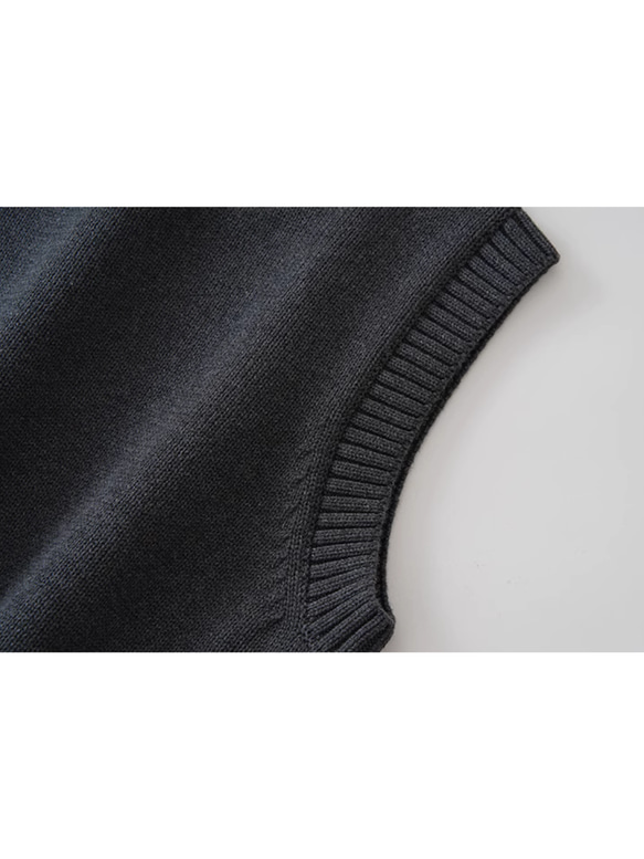 ◇【寒くなってきた着回しの一枚に☆カーボングレー ピュアコットン100％ 】S-XXLサイズ ベスト T-00016 5枚目の画像