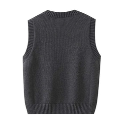 ◇【寒くなってきた着回しの一枚に☆カーボングレー ピュアコットン100％ 】S-XXLサイズ ベスト T-00016 2枚目の画像