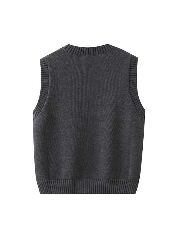 ◇【寒くなってきた着回しの一枚に☆カーボングレー ピュアコットン100％ 】S-XXLサイズ ベスト T-00016 2枚目の画像