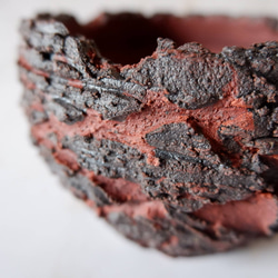 4号赤マグマ荒裂紋鉢681　塊根植物　多肉植物　盆栽　植木鉢　作家鉢　沖縄 2枚目の画像