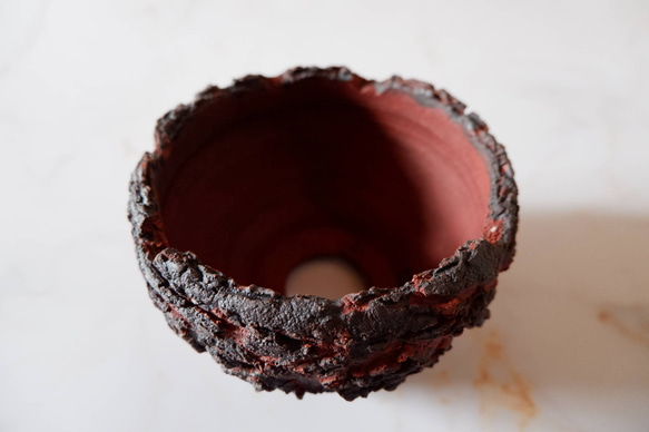 4号赤マグマ荒裂紋鉢681　塊根植物　多肉植物　盆栽　植木鉢　作家鉢　沖縄 4枚目の画像