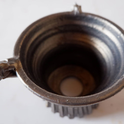 3.5号燻し金彩三方耳付き鉢686　塊根植物　多肉植物　盆栽　植木鉢　作家鉢　沖縄 4枚目の画像