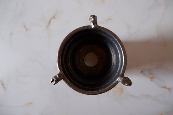 3.5号燻し金彩三方耳付き鉢686　塊根植物　多肉植物　盆栽　植木鉢　作家鉢　沖縄 5枚目の画像