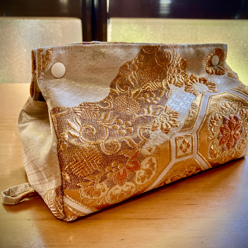 帯リメイク ティッシュボックスカバー ゴールド その他インテリア雑貨