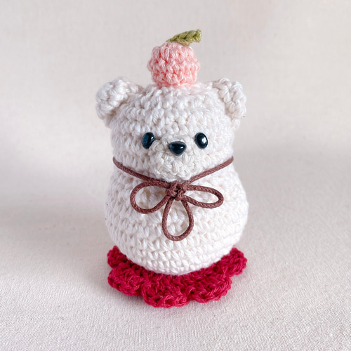 くまのあみぐるみ（お花の首飾り） くまさんあみぐるみの鏡餅 鏡餅