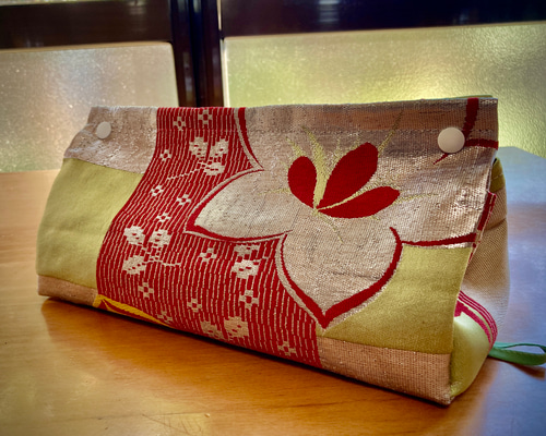 帯リメイク ティッシュボックスカバー ハイビスカス シルバー その他