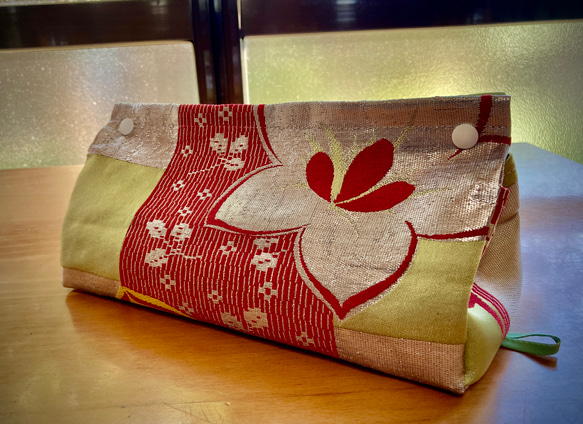 帯リメイク ティッシュボックスカバー ハイビスカス シルバー その他