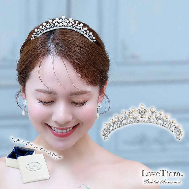 パールフルールコームティアラCT-14|結婚式 ウエディング 花 フラワー リーフ 低 清楚 かわいい 小ぶり 上品