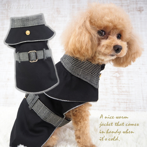 コート モノトーン シンプル 秋冬 ブラック かっこいい 小型犬用 犬服