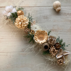 リアトリスとアナベルの秋のボタニカルスワッグ ドライフラワー