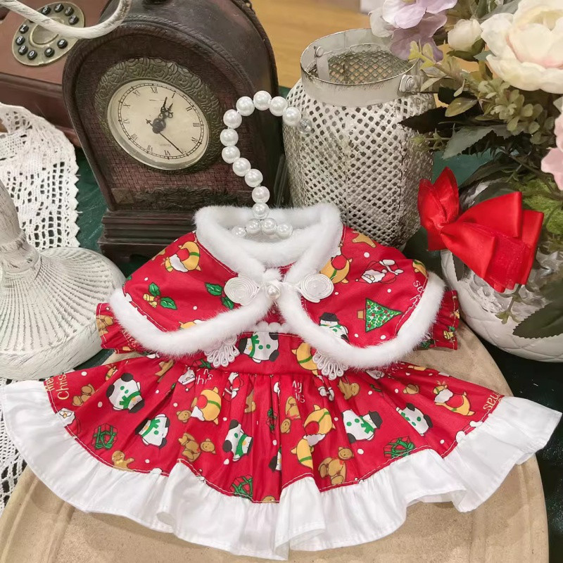 10/15/20/40cm着せ替えぬいぐるみ服 赤いクリスマス姫ワンピース 着せ替え人形 ぬいぐるみ ぬい服 ドレス