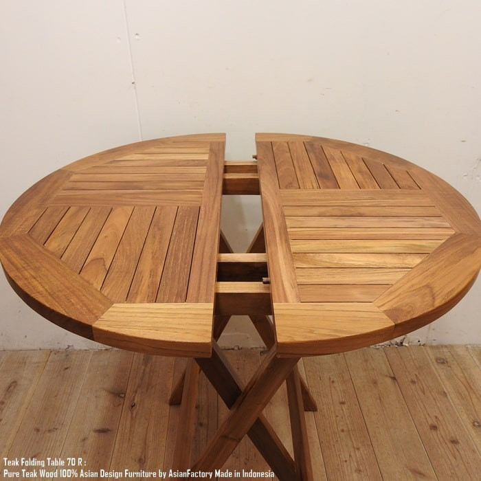 ガーデンテーブル 折り畳みテーブル 丸形 70cm×70cm 円形 円卓 ガーデンファニチャー ラウンドてテーブル 木製