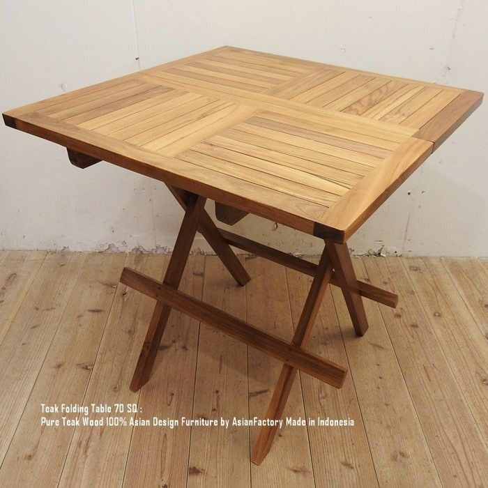 ガーデンテーブル 折り畳みテーブル 四角形 70cm×70cm 正方形 ガーデンファニチャー スクエア 木製 銘木 高級