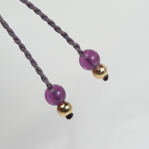 パープルフローライトの石猫ちゃんブレスレット ライラックポイント